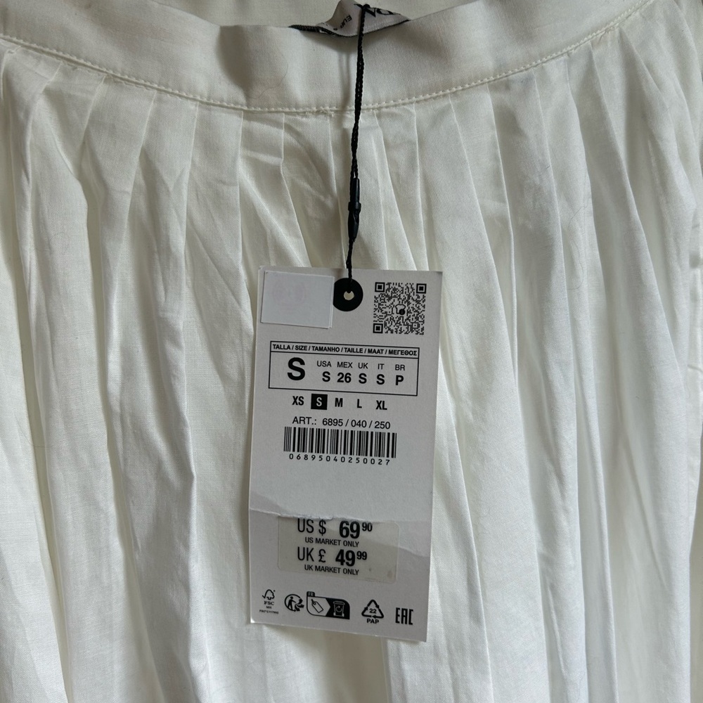 Zara women’s ZW Collection Midi Swing Skirt - white. 100% cotton - Picture 3 of 5